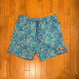 Vineyard Vines Teal and Blue Swim Trunks